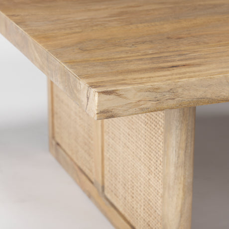 Grier 42" Square Light Brown Wood w/ Cane Coffee Table from Mercana - Luna Furniture