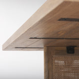 Grier 42" Square Light Brown Wood w/ Cane Coffee Table from Mercana - Luna Furniture