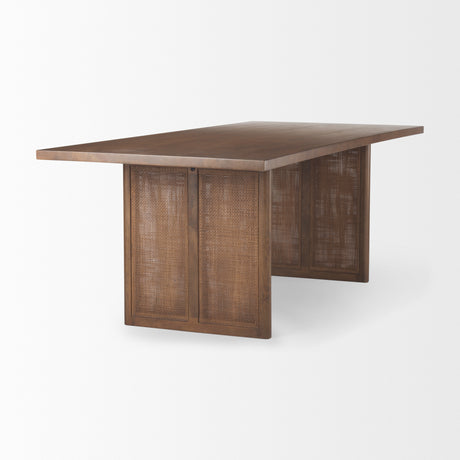 Grier 84" Medium Brown Wood w/ Cane Dining Table from Mercana - Luna Furniture