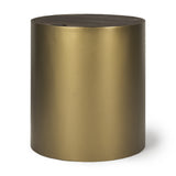 Eclipse Antique Brass Metal Drum Base w/ Dark Brown Wood Top End/Side Table from Mercana - Luna Furniture