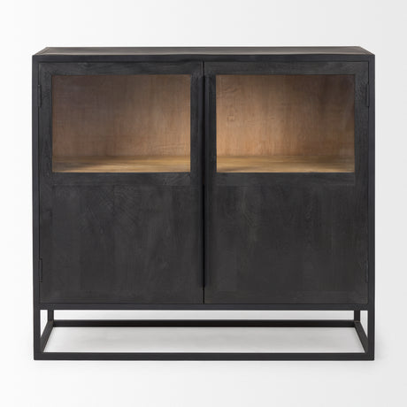 Sloan 40.0W Black Wood W/Black Metal Frame Accent Cabinet from Mercana - Luna Furniture