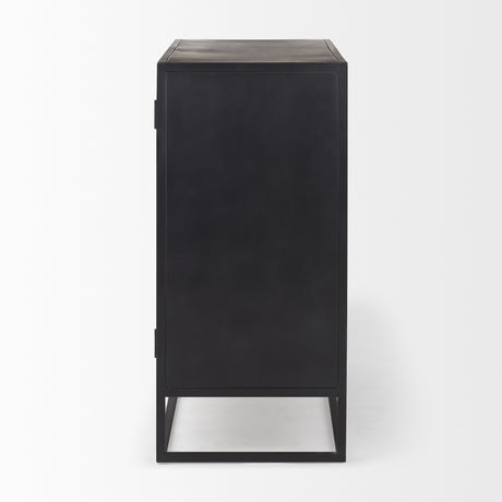 Sloan 40.0W Black Wood W/Black Metal Frame Accent Cabinet from Mercana - Luna Furniture