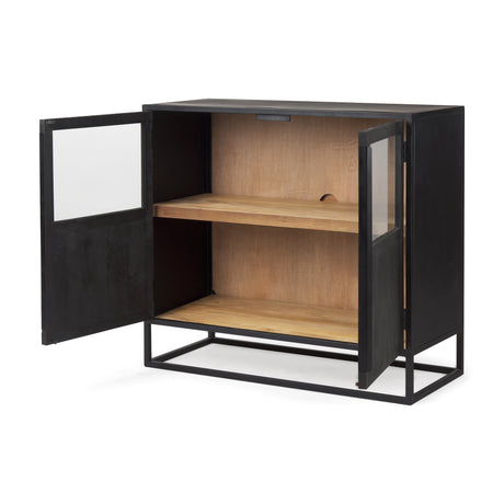Sloan 40.0W Black Wood W/Black Metal Frame Accent Cabinet from Mercana - Luna Furniture