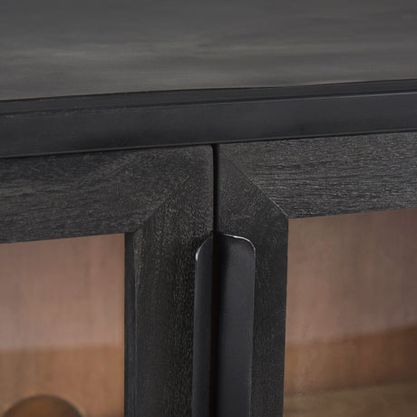 Sloan 40.0W Black Wood W/Black Metal Frame Accent Cabinet from Mercana - Luna Furniture