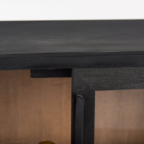 Sloan 40.0W Black Wood W/Black Metal Frame Accent Cabinet from Mercana - Luna Furniture