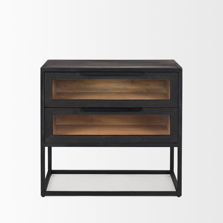 Sloan Black Wood W/Black Metal Frame Side Table from Mercana - Luna Furniture