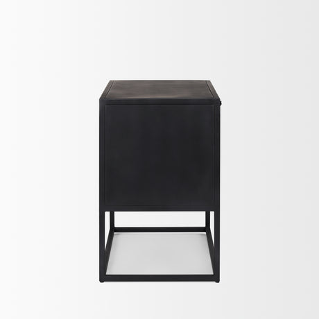 Sloan Black Wood W/Black Metal Frame Side Table from Mercana - Luna Furniture