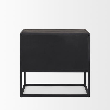 Sloan Black Wood W/Black Metal Frame Side Table from Mercana - Luna Furniture