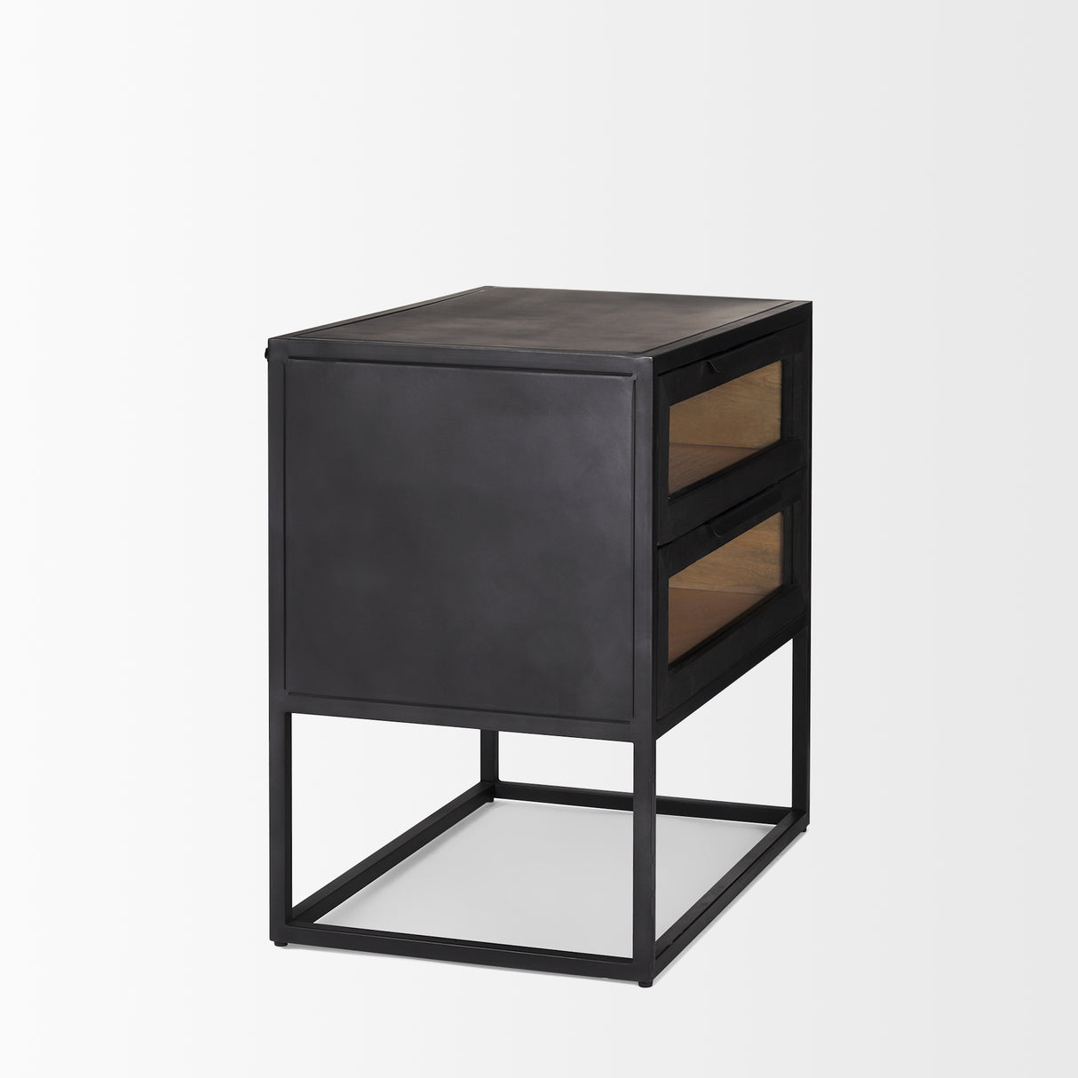 Sloan Black Wood W/Black Metal Frame Side Table from Mercana - Luna Furniture