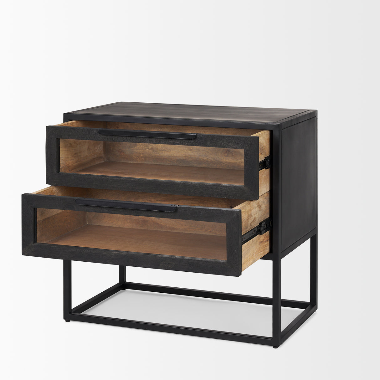 Sloan Black Wood W/Black Metal Frame Side Table from Mercana - Luna Furniture