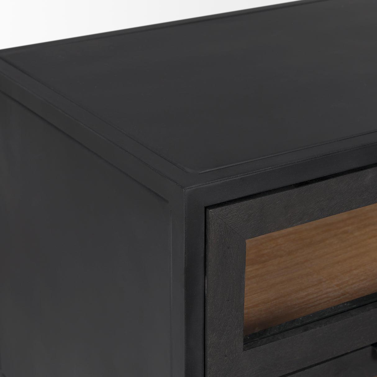 Sloan Black Wood W/Black Metal Frame Side Table from Mercana - Luna Furniture