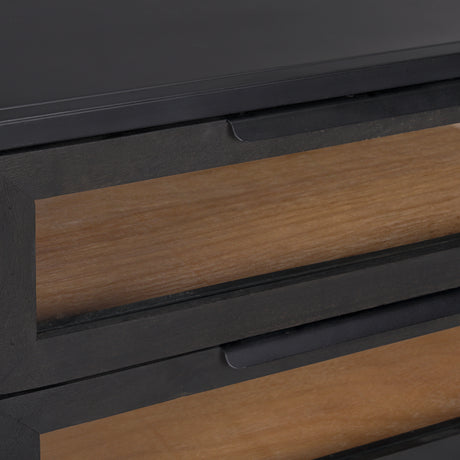 Sloan Black Wood W/Black Metal Frame Side Table from Mercana - Luna Furniture
