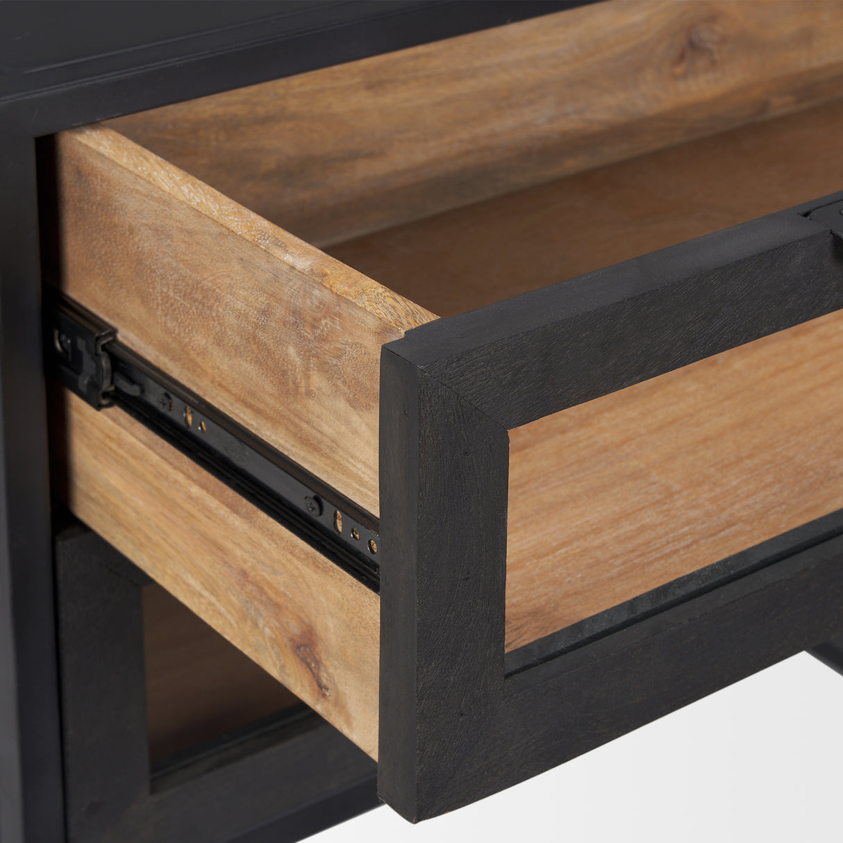 Sloan Black Wood W/Black Metal Frame Side Table from Mercana - Luna Furniture