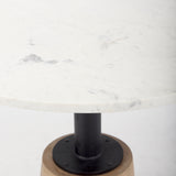 Maxwell 32" Round White Marble Tabletop w/ Blonde Wood & Black Metal Accent Pedestal Bistro Table from Mercana - Luna Furniture