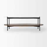 Larkin White Marble Top w/ Dark Brown Wood Shelf Oval Coffee Table from Mercana - Luna Furniture