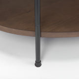 Larkin White Marble Top w/ Dark Brown Wood Shelf Oval Coffee Table from Mercana - Luna Furniture