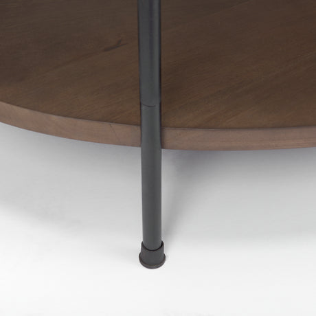 Larkin White Marble Top w/ Dark Brown Wood Shelf Oval Coffee Table from Mercana - Luna Furniture