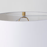Leo 18.0L x 18.0W x 31.0H Gold Hammered W/White Fabric Shade Table Lamp from Mercana - Luna Furniture