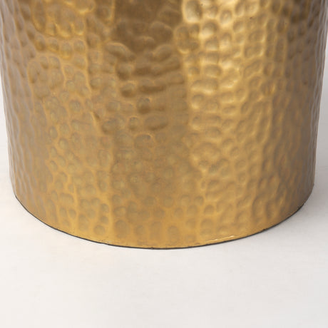 Leo 18.0L x 18.0W x 31.0H Gold Hammered W/White Fabric Shade Table Lamp from Mercana - Luna Furniture