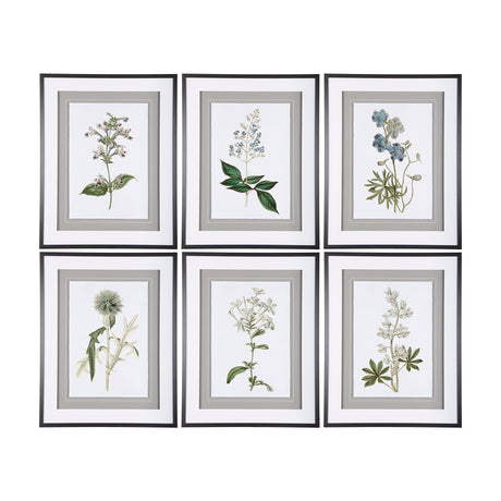 Soft Blue Botanoicals V by Mercana Studio Hand Embellished Framed Art Print Matted under Glass from Mercana - Luna Furniture