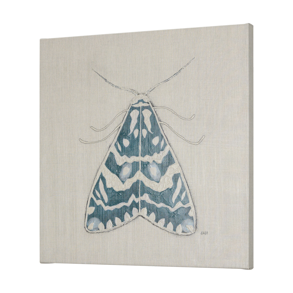 Moth Blue III by Mercana Studio a Hand Embellished Textured Canvas from Mercana - Luna Furniture