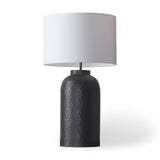 Leo 18.0L x 18.0W x 31.0H Black Hammered W/White Fabric Shade Table Lamp from Mercana - Luna Furniture