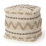 Caela Beige/Brown Wool, Cotton and Felt Popcorn Stitch Square Pouf from Mercana - Luna Furniture