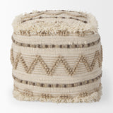 Caela Beige/Brown Wool, Cotton and Felt Popcorn Stitch Square Pouf from Mercana - Luna Furniture