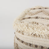 Caela Beige/Brown Wool, Cotton and Felt Popcorn Stitch Square Pouf from Mercana - Luna Furniture