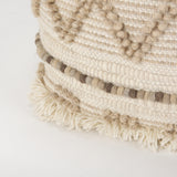 Caela Beige/Brown Wool, Cotton and Felt Popcorn Stitch Square Pouf from Mercana - Luna Furniture