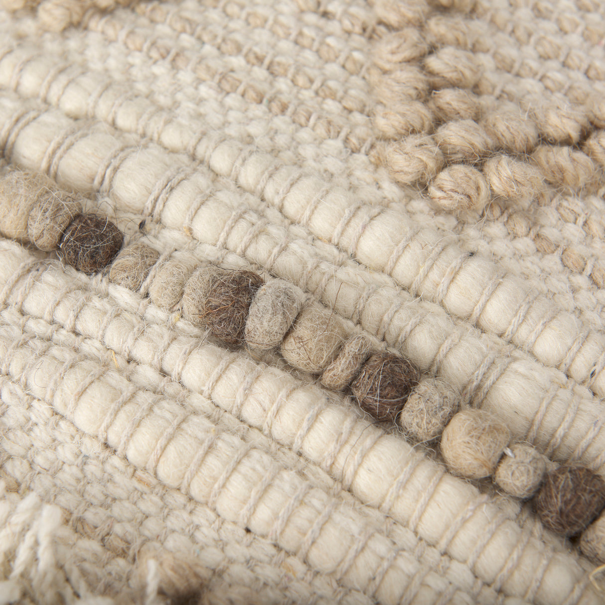 Caela Beige/Brown Wool, Cotton and Felt Popcorn Stitch Square Pouf from Mercana - Luna Furniture