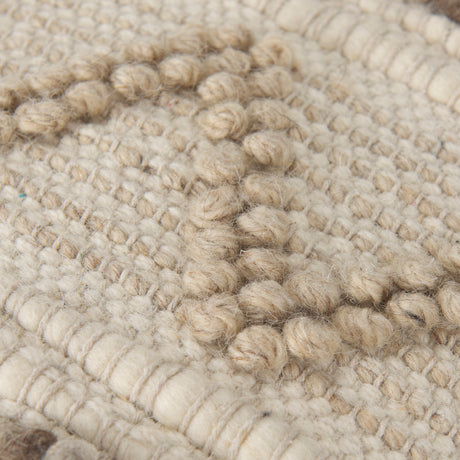 Caela Beige/Brown Wool, Cotton and Felt Popcorn Stitch Square Pouf from Mercana - Luna Furniture