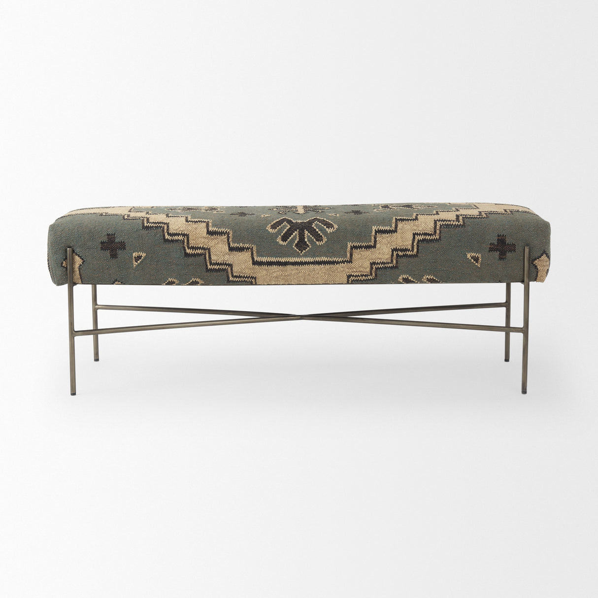 Avery I 55L x 17W Multi Colored Upholstered Patterned Seat Accent Bench from Mercana - Luna Furniture