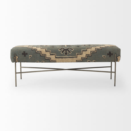 Avery I 55L x 17W Multi Colored Upholstered Patterned Seat Accent Bench from Mercana - Luna Furniture