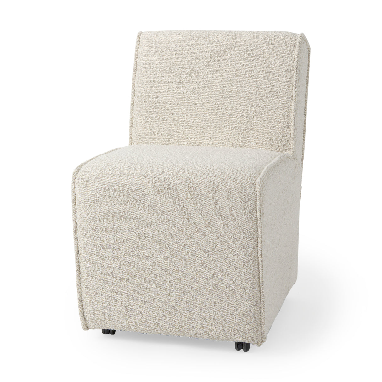 Damon 20.5L x 27.2W x 31.3H Fully Upholstered Cream-Toned Fabric Dining Chair on Casters, Set of 2 from Mercana - Luna Furniture