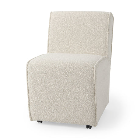 Damon 20.5L x 27.2W x 31.3H Fully Upholstered Cream-Toned Fabric Dining Chair on Casters, Set of 2 from Mercana - Luna Furniture