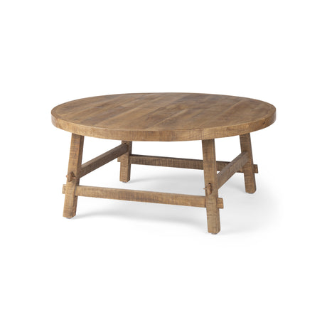 Rosie 36.0L x 36.0W x 16.0H Round Medium Brown Wood Coffee Table from Mercana - Luna Furniture