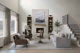 Maxwell 20" Round Light Brown Wood w/ Gold Metal Pedestal Side Table from Mercana - Luna Furniture