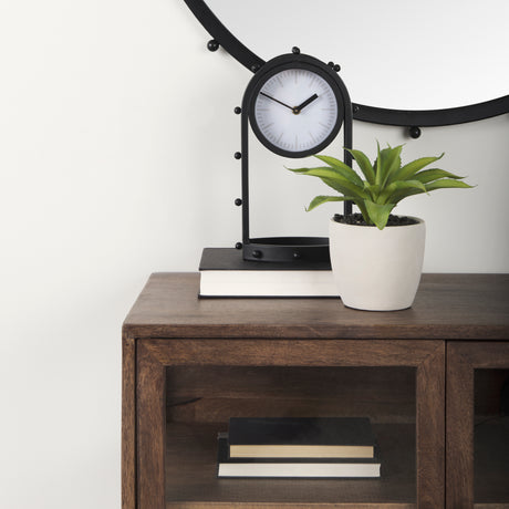 Marian 7.5L x 5.7W x 13.0H Black Studded Table Clock from Mercana - Luna Furniture