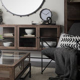 Marian 11.0L x 3.1W x 11.0H Black Studded Round Table Clock from Mercana - Luna Furniture