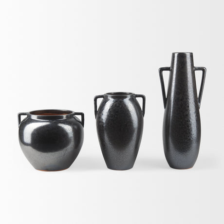 Kora Medium Dark Metallic Double Ear Vase from Mercana - Luna Furniture