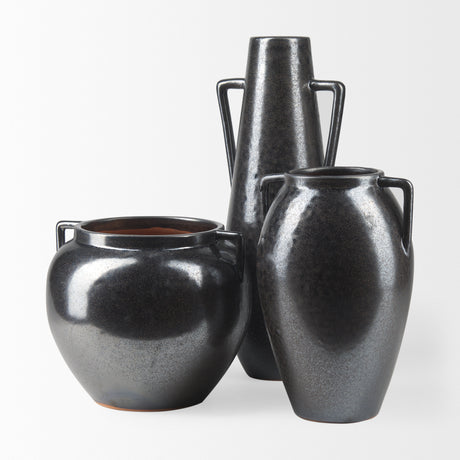 Kora Medium Dark Metallic Double Ear Vase from Mercana - Luna Furniture