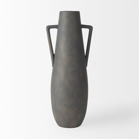 Kilian Tall Matte Brown-Gray Double Ear Vase from Mercana - Luna Furniture