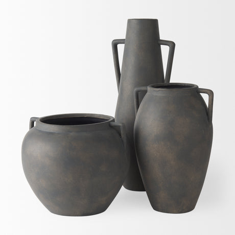 Kilian Medium Brown-Gray Double Ear Vase from Mercana - Luna Furniture