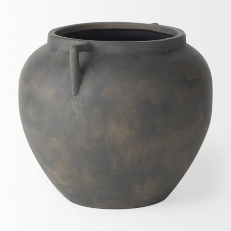 Kilian Short Brown-Gray Double Ear Vase from Mercana - Luna Furniture