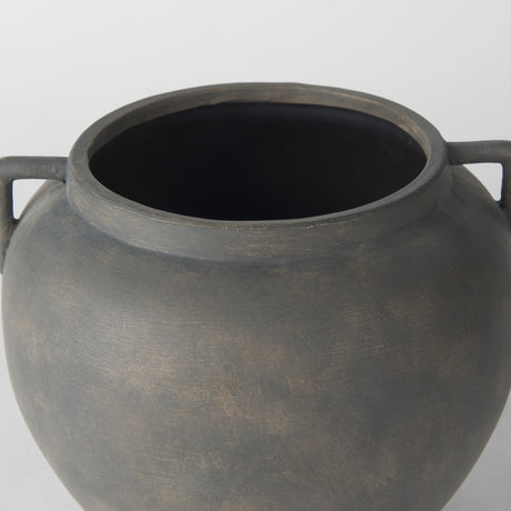 Kilian Short Brown-Gray Double Ear Vase from Mercana - Luna Furniture