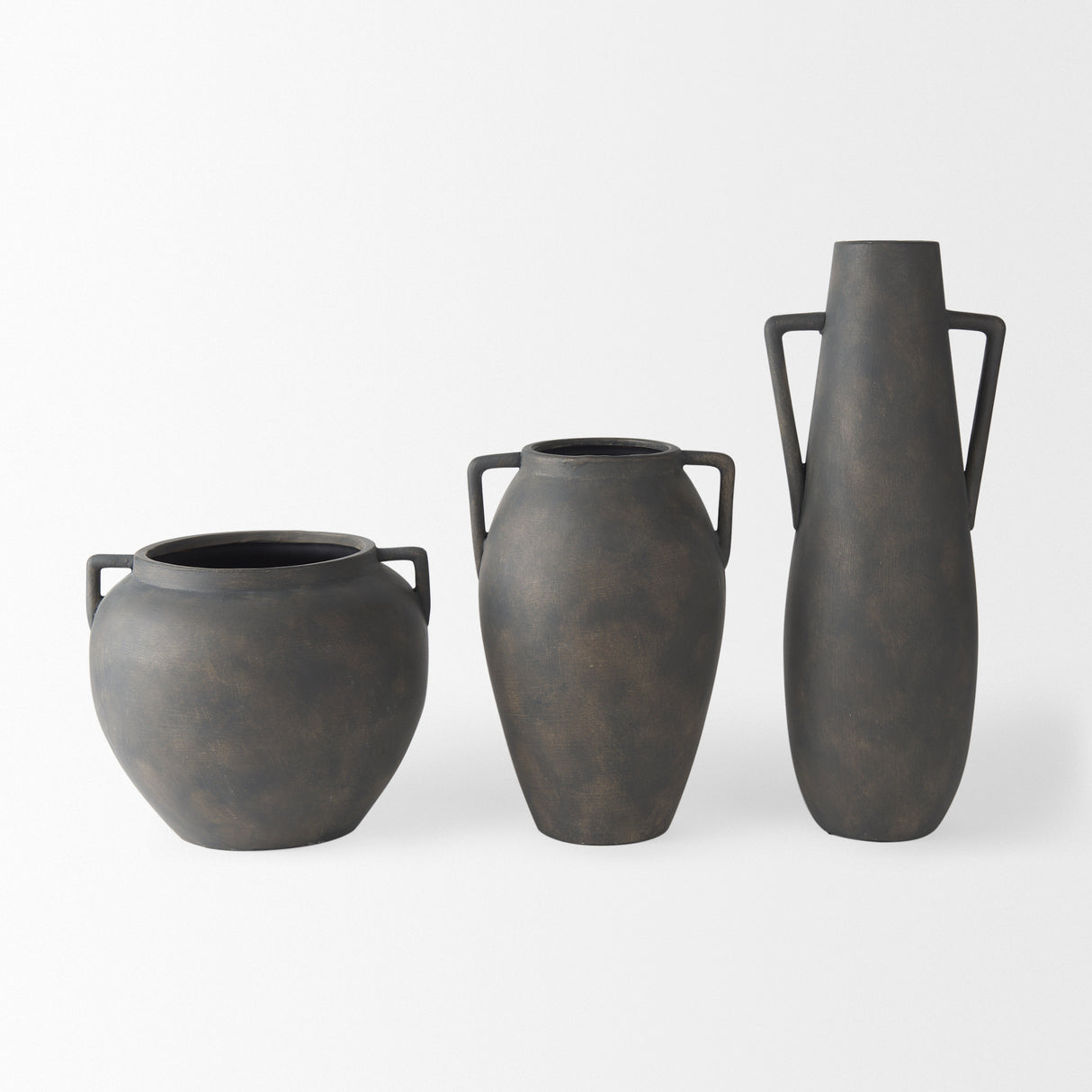 Kilian Short Brown-Gray Double Ear Vase from Mercana - Luna Furniture