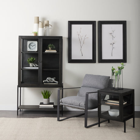 Arelius 20L x 18W x 26H Black-Brown Wood W/ Black Metal Frame End/Side Table from Mercana - Luna Furniture