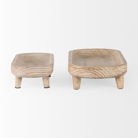 Carver Set of 2 Oblong White Washed Wood Footed Trays from Mercana - Luna Furniture