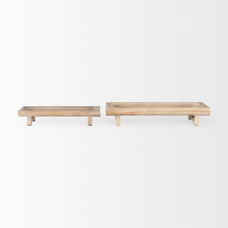 Carver Set of 2 Rectangular White Washed Wood Trays from Mercana - Luna Furniture